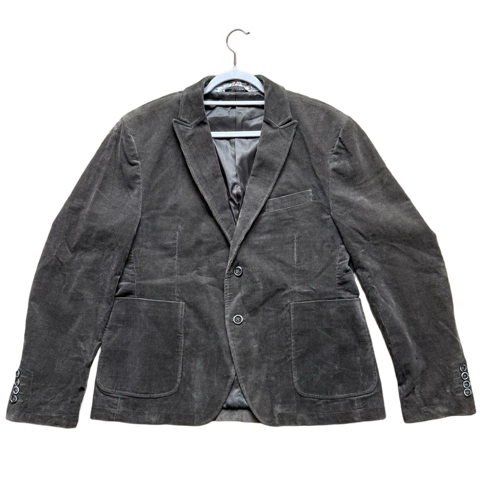 Men's Charcoal Corduroy Blazer - Classic Two-Button Sport Coat